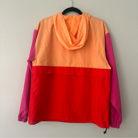 Champion Windbreaker Colorblock Pink Red Orange Quarter Zip Pullover Size Medium - Picture 10 of 12